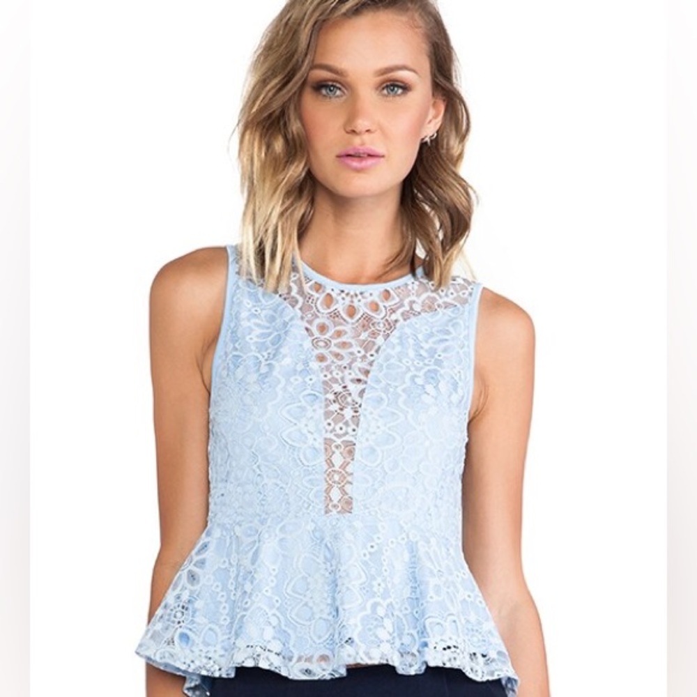 For Love and Lemons Lulu Lace Top in Periwinkle
